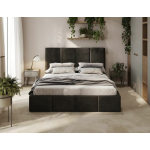 Doppelbett Schwarz mit Stoffbezug